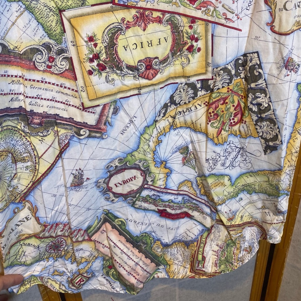 Lizwear Mens Vintage World Map Print Button Down Shirt Short Sleeve Cotton Med - Picture 13 of 13